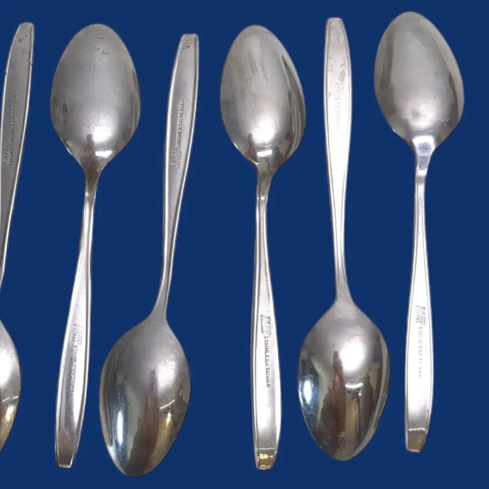 9pc Ekco Eterna ROSE COTILLION Flatware Stainless Teaspoon Spoon